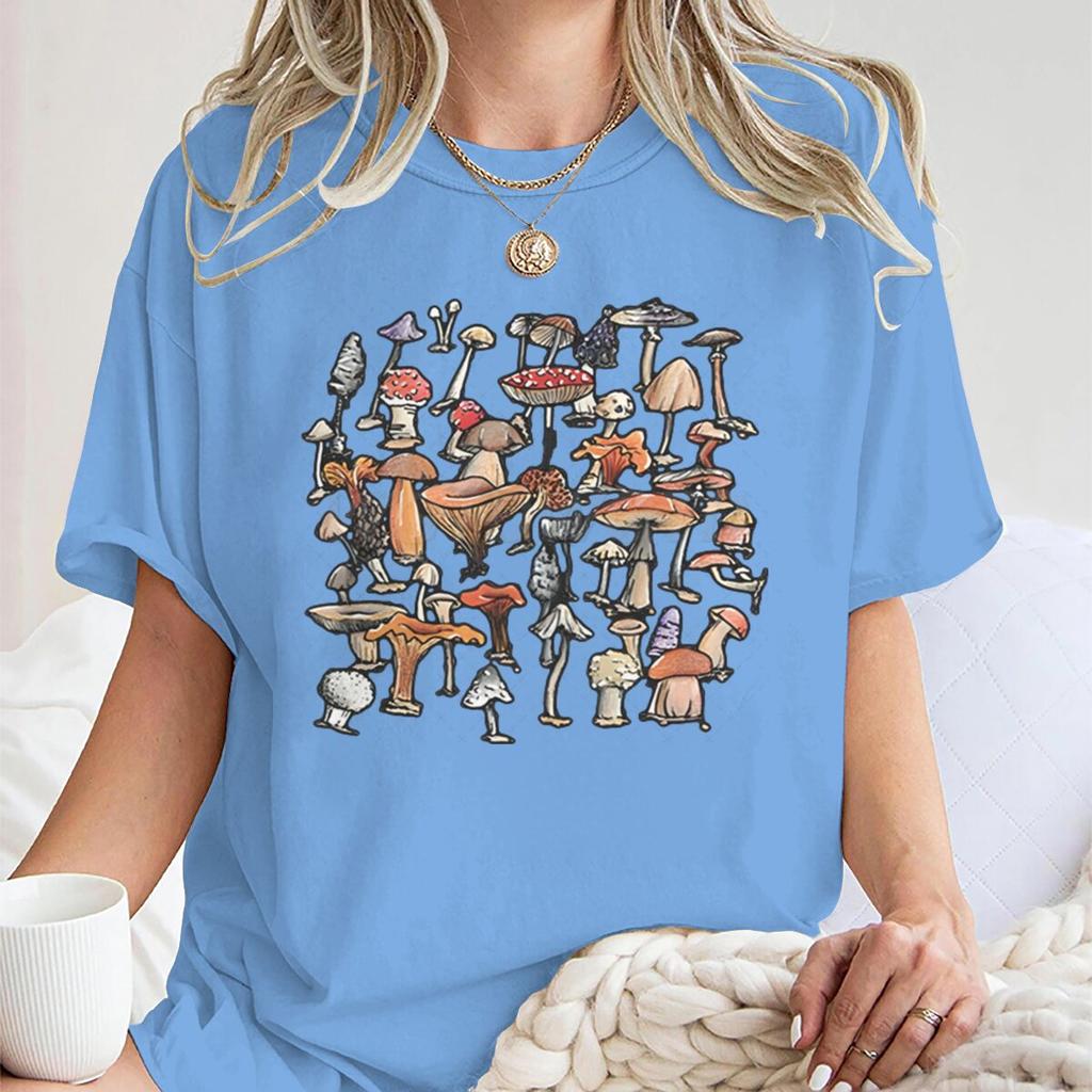 Vintage Wild Mushroom T Shirt Meme Gift Shirt Funny Tee Unisex Women Vintage Style Aesthetic Unisex Crew Neck Short Sleeve Tee