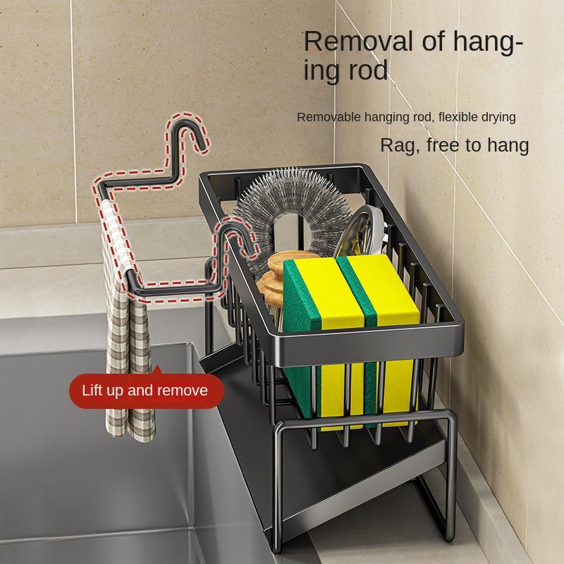1pc Kitchen Rack, Rag Drain Rack, Punch-free Household Spice Rack, Sink Faucet Sink Rack