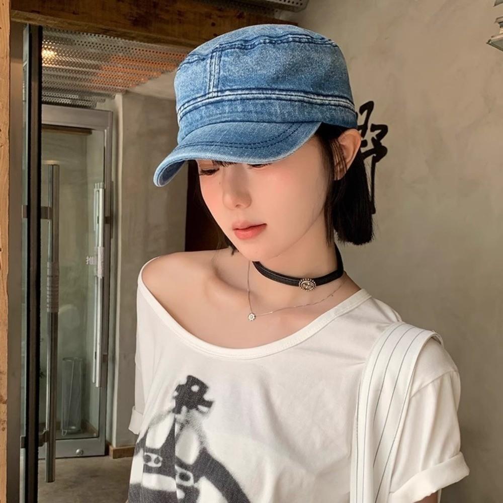 Vintage Baseball Hat Flat Top Cadet Cap Korean Peaked Cap Men Women
