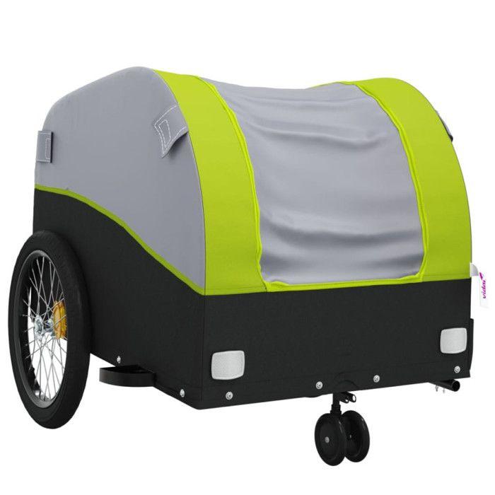 VidaXL Remorque de vélo noir et vert 30 kg fer 94144