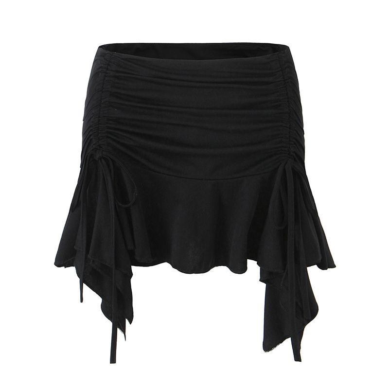 

Aidou Experience Card Pure Series Sexy Stylish Pleating Split Asymmetrical Skirt Mini Sexy Miniskirt Black Asymmetrical (with Fashion Tape) L