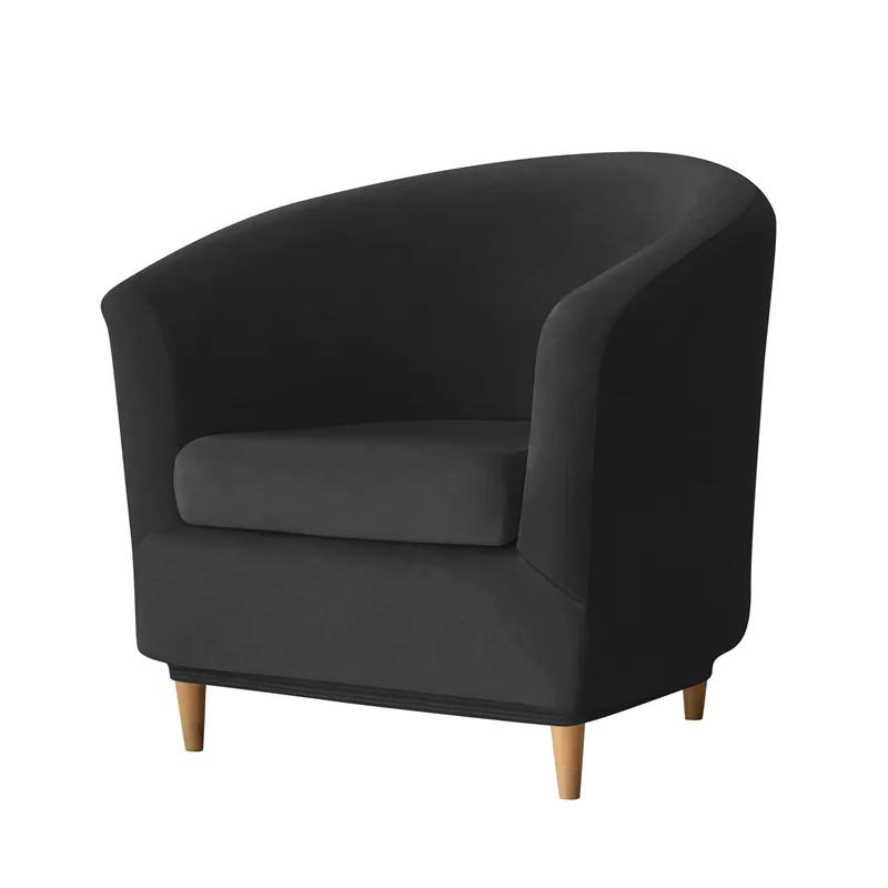 Split Style Tub Chair Cover Stretch Velvet Armchair Cover Club Sofa Covers for Living Room Slipcovers with Seat Cushion Covers