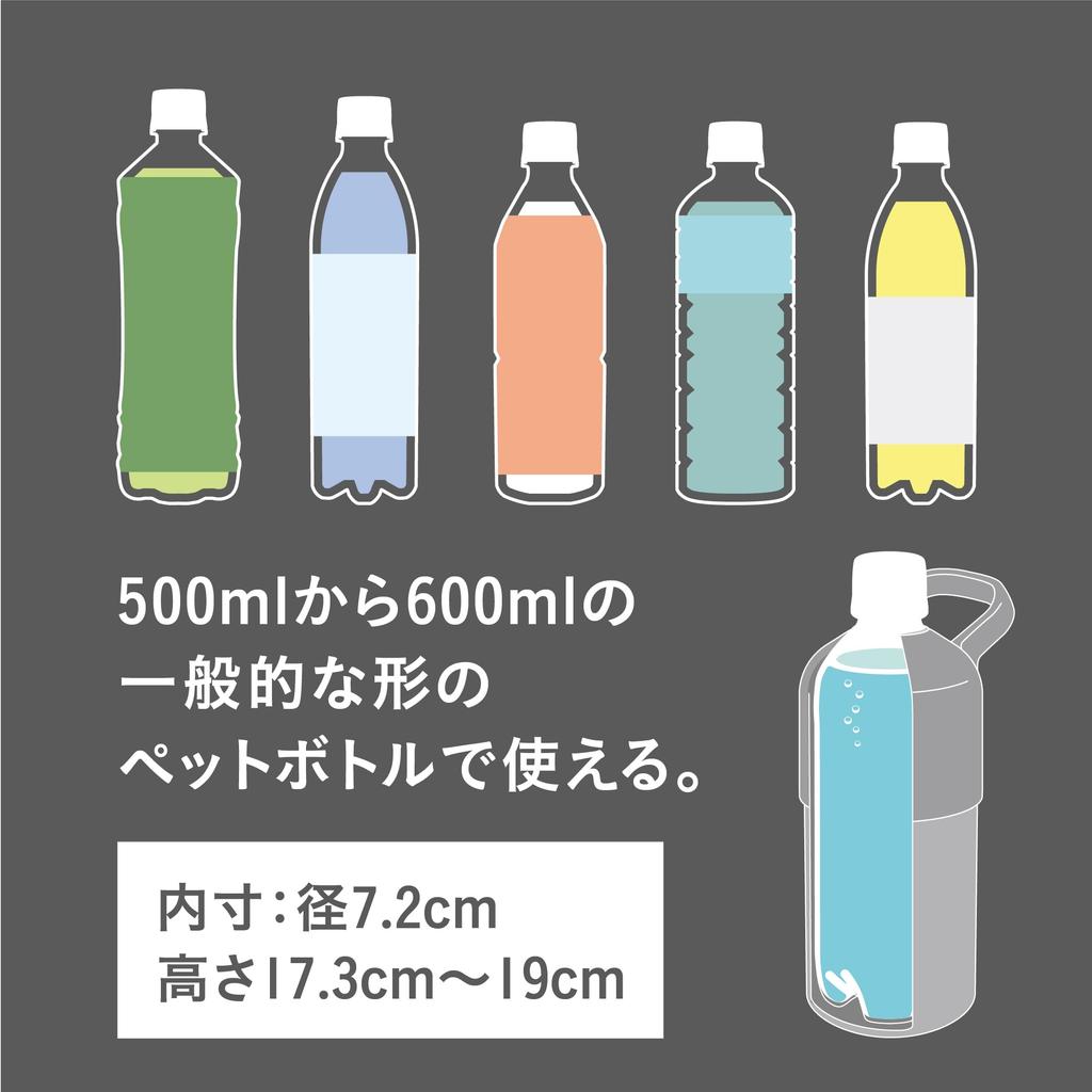 CB Japan PET Bottle Light Stainless Vacuum for PET Bottled Drinks BOT.GOMUG Holder, Gray, 500ml-600ml Capacity, Steel, Insulated, Double-Layer