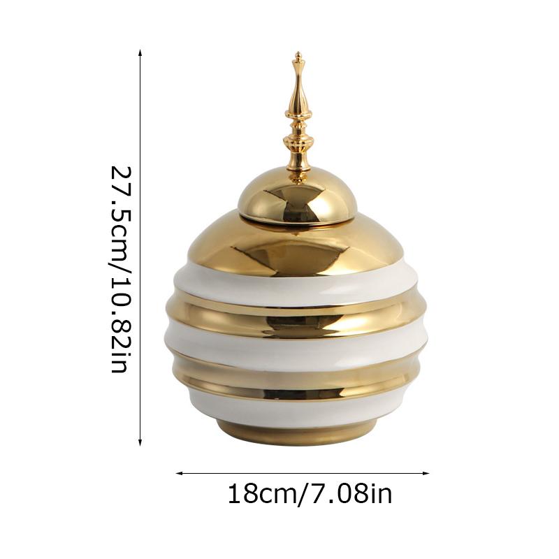 

1 шт. Имбирная банка Ваза для цветов Пиковая крышка Емкость для хранения Спальня Фарфоровая ваза Украшение для дома Золото Обеденный стол Керамическая ваза Винтаж L