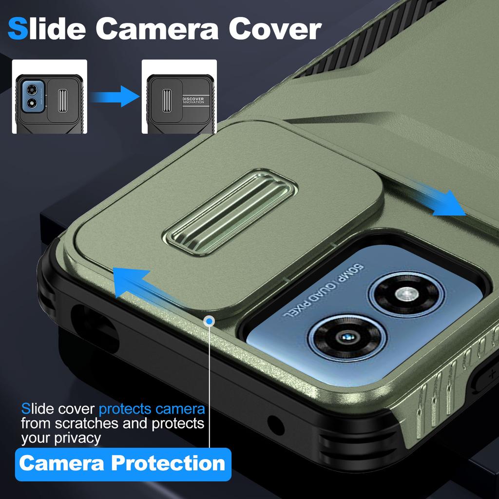 For Motorola Moto G Play (2024) 4G/G22 Case Slide Lens Protection TPU+PC Shockproof Phone Cover
