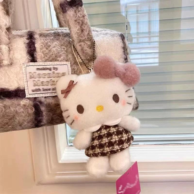 Sanrio Ins Style Girlish Heart Hello Kitty Plush Toy Cute Bag Pendant Bedroom Sofa Decoration Keychain Ornament Gift
