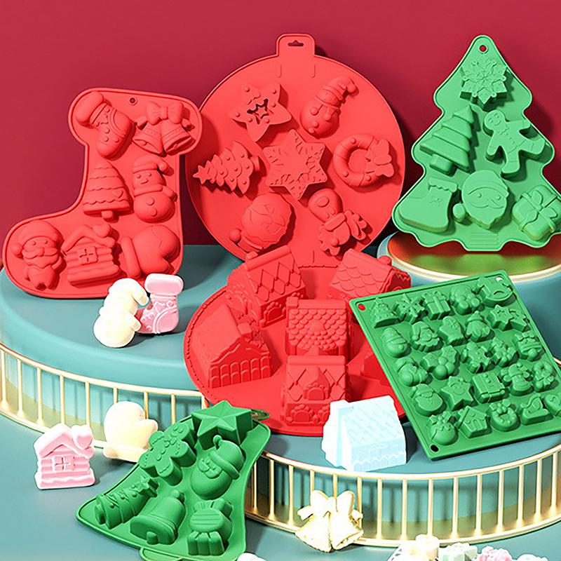 Chocolate Mold Christmas Crutch Silicone Festive Bakeware Diy Candy Fudge Ice Jelly Cake Decor Bakeware Mold