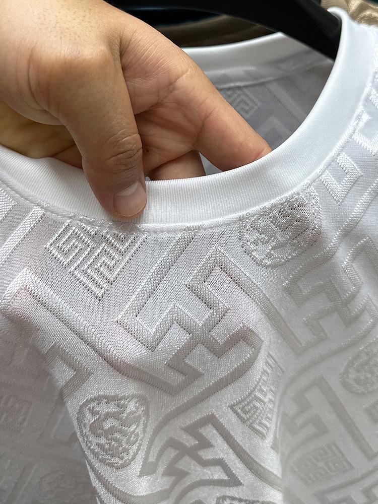 Men’s 2024 Summer Ice Silk Printed Round Neck T-Shirt