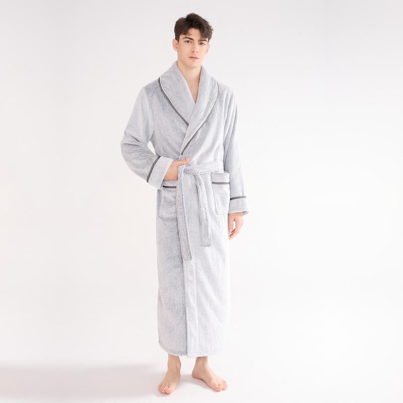 Couples' Double-Sided Fleece Bathrobe: Warm Winter Flannel Pajamas for Men & Women