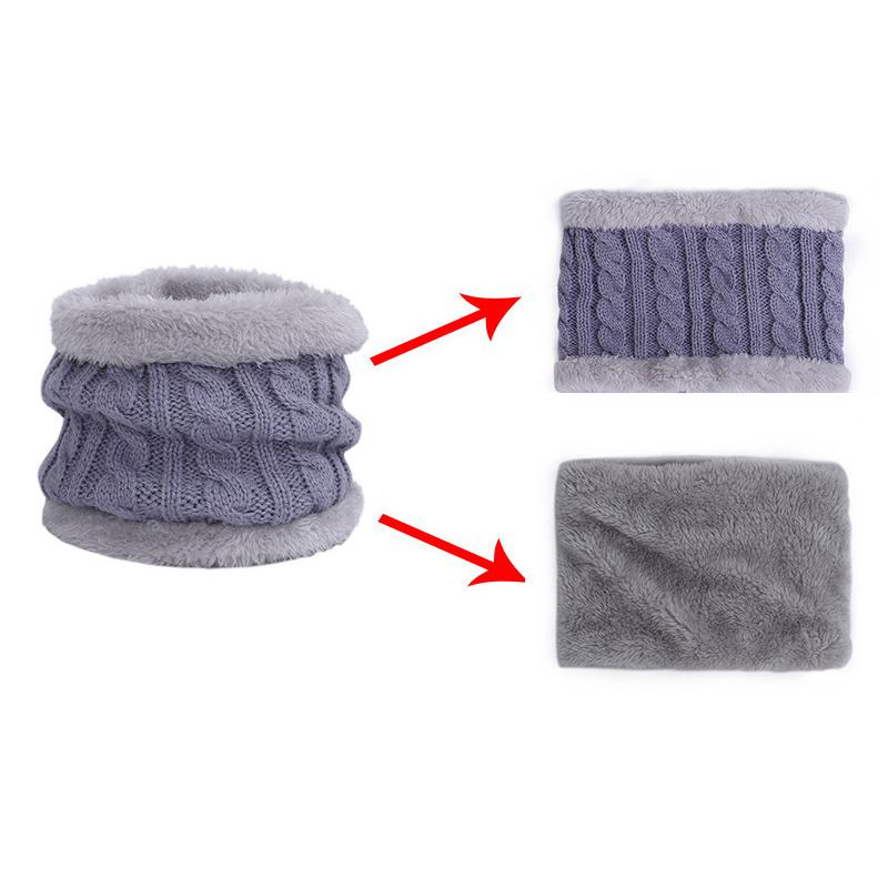 Cappello lavorato a maglia in lana per bambini autunno e inverno, set caldo per bambini, sciarpa, guanti, set da tre pezzi con velluto