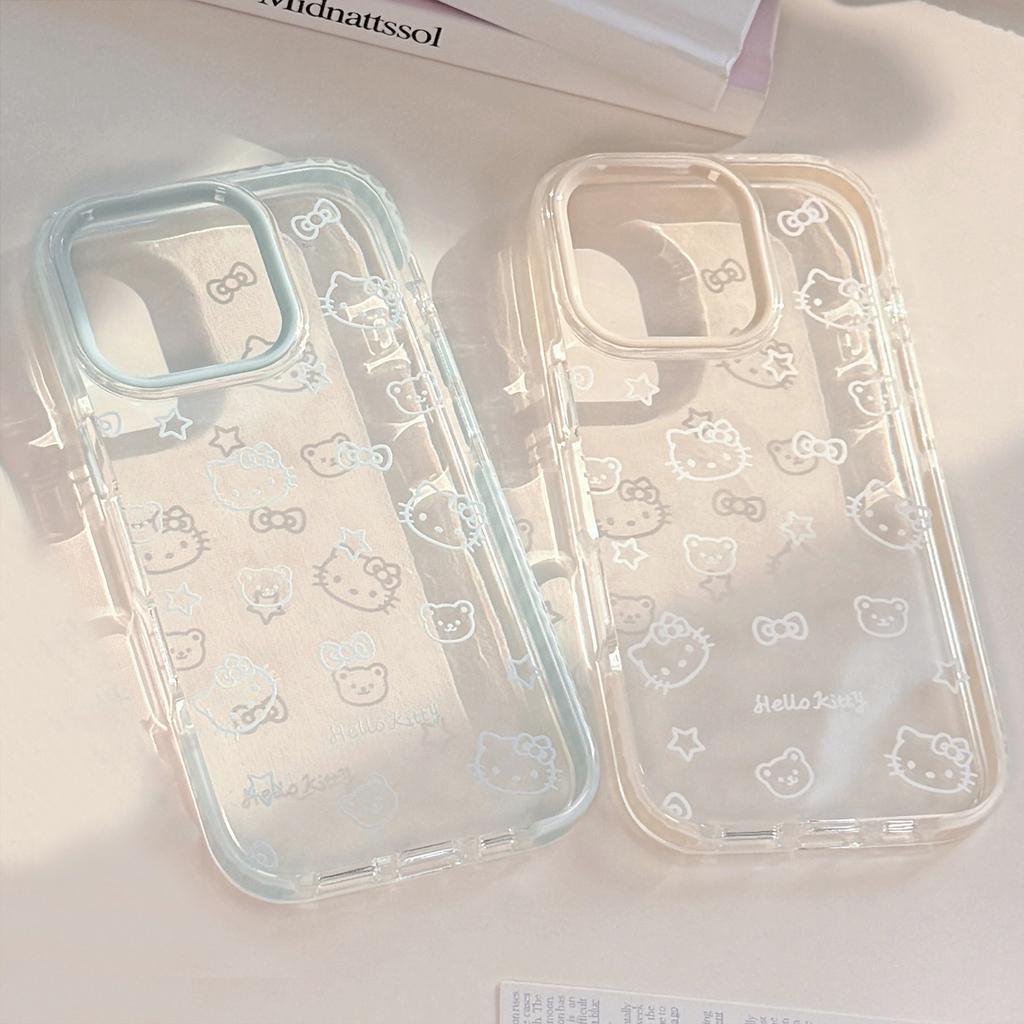Ins-style Transparent Line Cat iPhone 16 Case Suitable for Apple 15, 17 Pro Max, Cartoon 13, Soft 11
