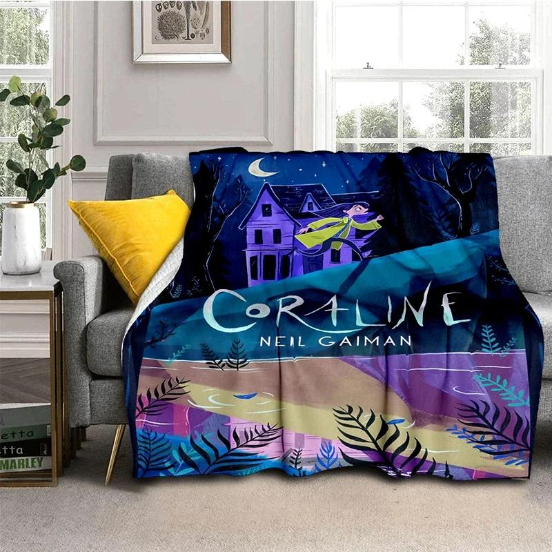 Coraline Animated Movie Throws Blanket Picnic Super Soft kawaii Blanket for Travel Bedding Couch Sofa Bed Blanket Birthday Gift