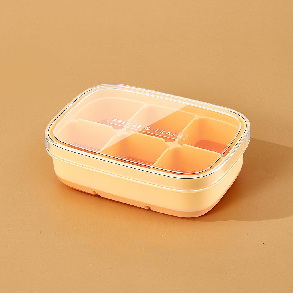 6 Grids Ice Cube Mold with Lid Easy To Release Freezer Ice Tray DIY Tools Storage Box for Fruit Juice Silicone Mold