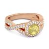 Lemon Quartz Halo Accents Ring -925 Sterling Silver Rose Gold Vermeil