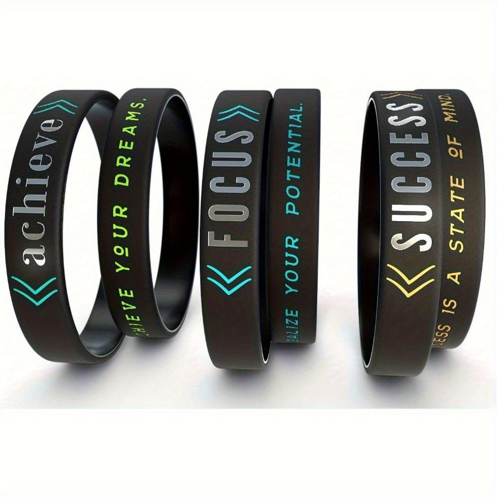 

12 Inspirational Wristbands - Success, Achievement, Focus messages. Unisex adult size. чистий