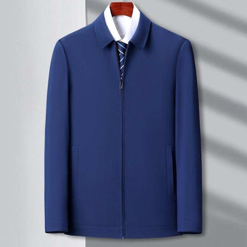 Dad's Lapel Jacket Spring and Autumn New Civil Servant Business Jacket Men's Middle-aged and Elderly Mulberry Silk Loose Top