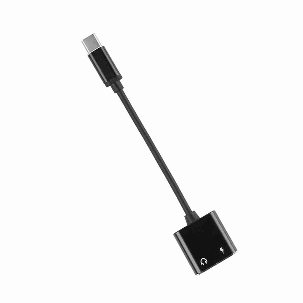 2 in 1 3.5mm Type C Audio Adapter Converter Audio Headphone Adapter (Black)