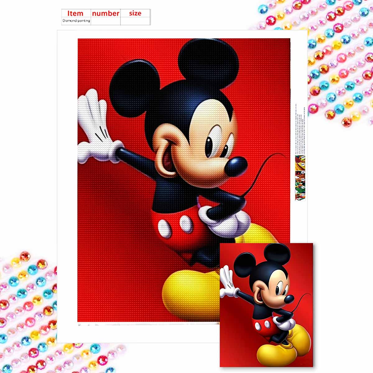 

Full Round Diamond Painting Handsome Mickey Art Rhinestone Picture Mosaic DIY 5D Cross Stitch Embroidery Home Decoration Round 20x30cm