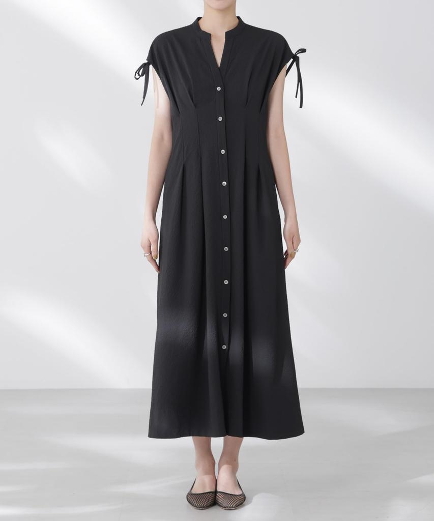 Nano Universe Ribbon Drawstring Soccer Shirt F Women's Dress, 010, Black, 669-5219318