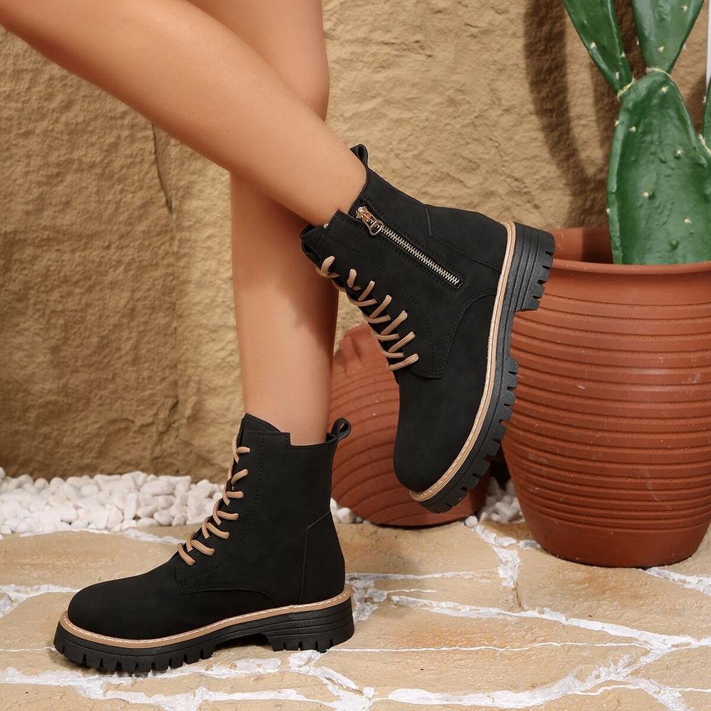 Fashion Women Warm Boots Autumn Winter Boots Classic Zipper Snow Ankle Boots Winter Suede Warm Fur Plush Women Shoes Booties Heels