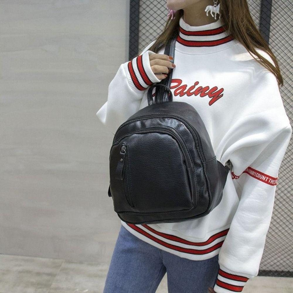 Black Small Backpack High Quality School Bag Fashion Women Backpacks  Ladies