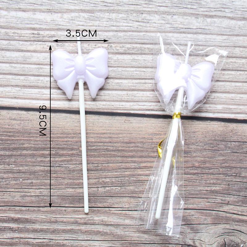 Single Bow Candle Beautiful Cake Decoration Plug-in Pink and White Cartoon Lollipop Birthday Candle