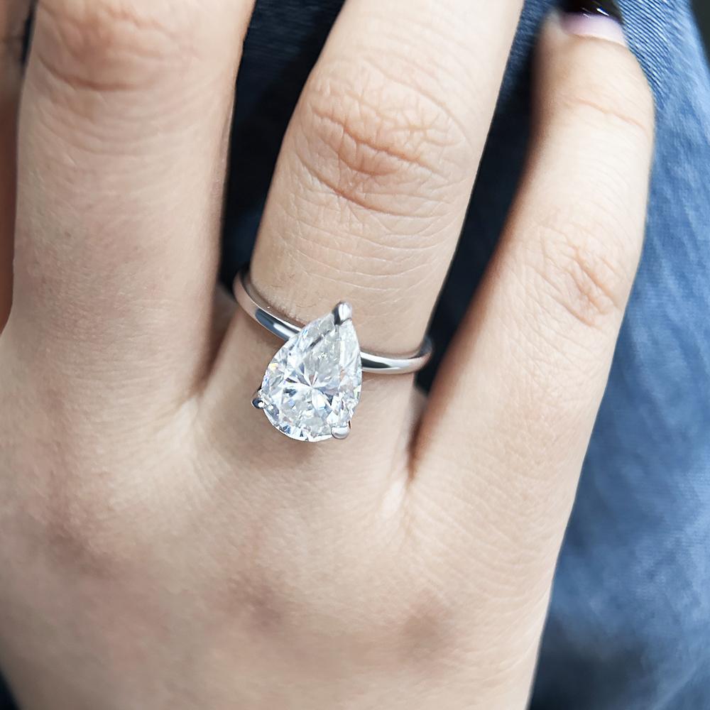 1-4 Carat Pear Cut D Color Moissanite Rings   CopperWaterdrop Diamond Ring Engagement Wedding Bands Jewelry with GRA