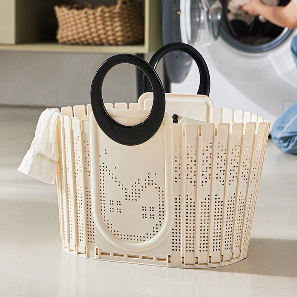 Portable Plastic Dirty Clothes Basket Folding Wall-mounted Laundry Hamper Durable Foldable Laundry Basket Home Use