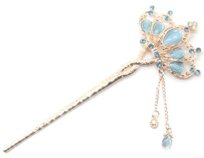Miaomyao Japanese Hair Flower Pink Gold Hair Accessory [Miaomyao] Hairpin, Style, Tomesode, Ornament, Metal, Pair, Couple, Tiara, Motif, (Blue)