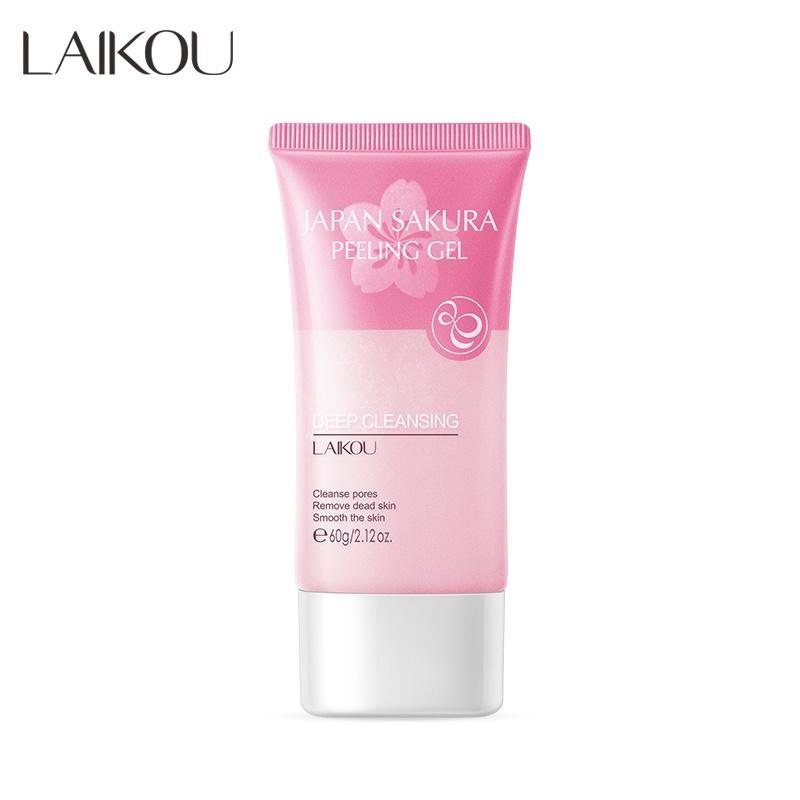LAIKOU Sakura Facial Scrub Cherry Blossoms Remove Dead Skin Blackhead Peeling Gel Exfoliating Whitening 60g