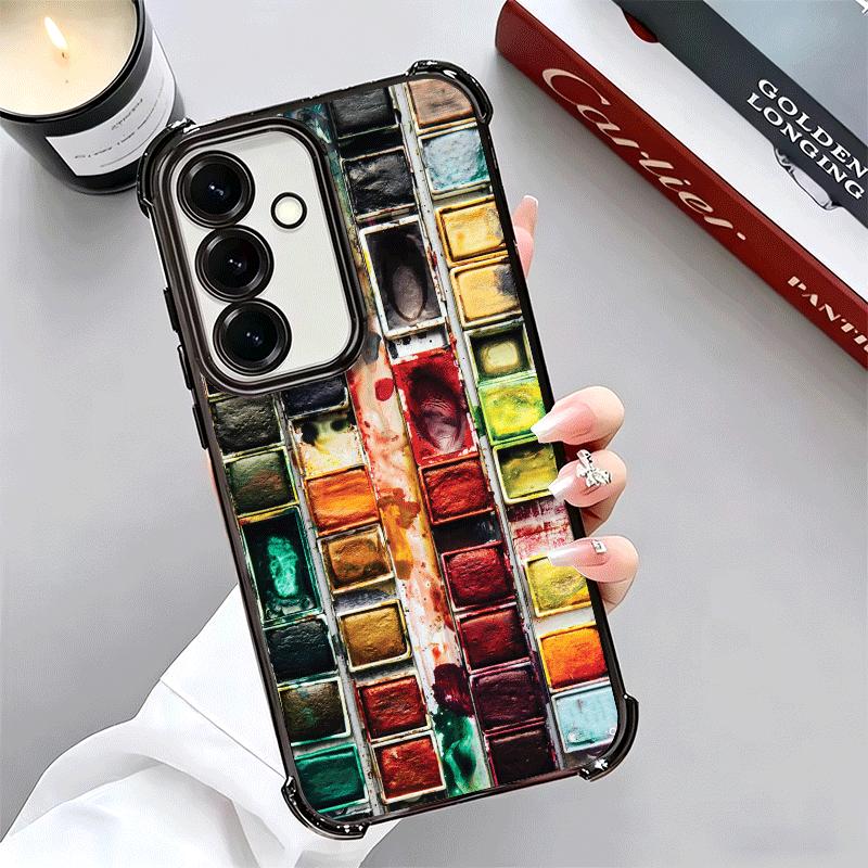 Watercolors Set Paint Palette Plating Phone Case For Samsung A17 A07 A37 A57 A16 A56 A15 A55 A14 A54 A13 A53 A26 A36 A25 A35 A24