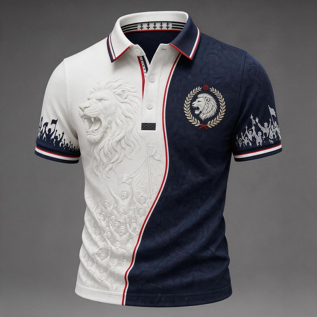 Men's Football Polo Shirt England Inspired Classic Fit Short Sleeve Sports Jersey Breathable Lightweight Fabric