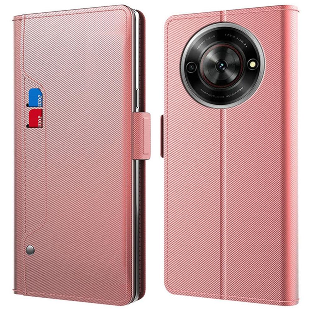 For ZTE nubia Focus Case Stand PU Leather Phone Cover Card Holder Mirror