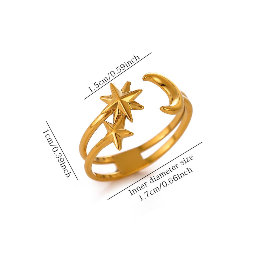 Summer Beach Style Gold Color Open Rings Stainless Steel Starfish Seashell Palm Tree Anillos Waterproof Ring Jewelry For Women