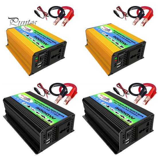 Car Inverter 1 Set Power 3000W Peak Solar Fast Charging Dual USB Ports Auto Equipment Intelligent Transformer Universal DC 12V to AC 220V/110V