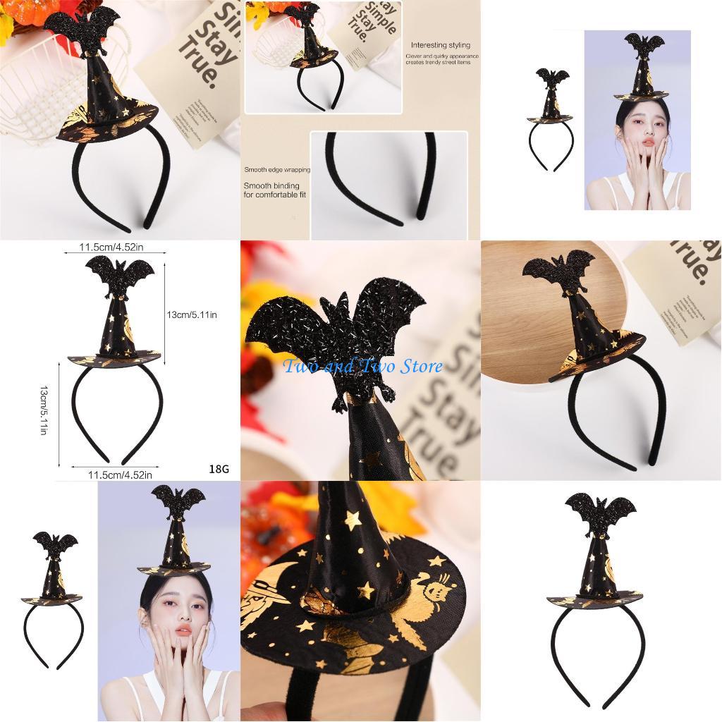 HX6F Unique Halloween Bat Tip Hat Headband Party Must have Hair Hoop Women China Mainland