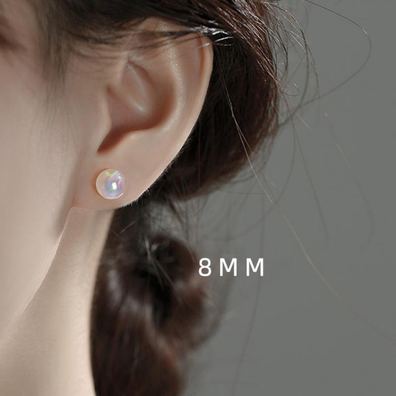 Sterling Silver Mermaid Princess Pearl Stud Earrings for Women - Niche Design, Light Luxury, Perfectly Round, Large (2025 Edition)