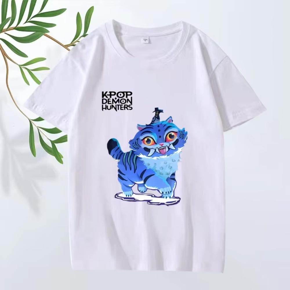 Cute Demon Cat Kpop Demon Hunter Classic Anime T Shirt 2025 Men's Women Oversized Cotton Short Sleeve Summer Printed Unisex Tee