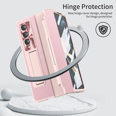 For Samsung Z Fold4 Strong Glass Film Case For Samsung Galaxy Z Fold4 Fold 4 5g Zfold4 Anti -Slip Leather Cover