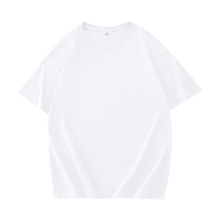 Unisex 200g Pure Cotton Drop-Shoulder T-Shirt, Short-Sleeve, Blank Design, Ribbed Collar, Back-Buttoned, Ideal for Class Uniforms, High Quality.