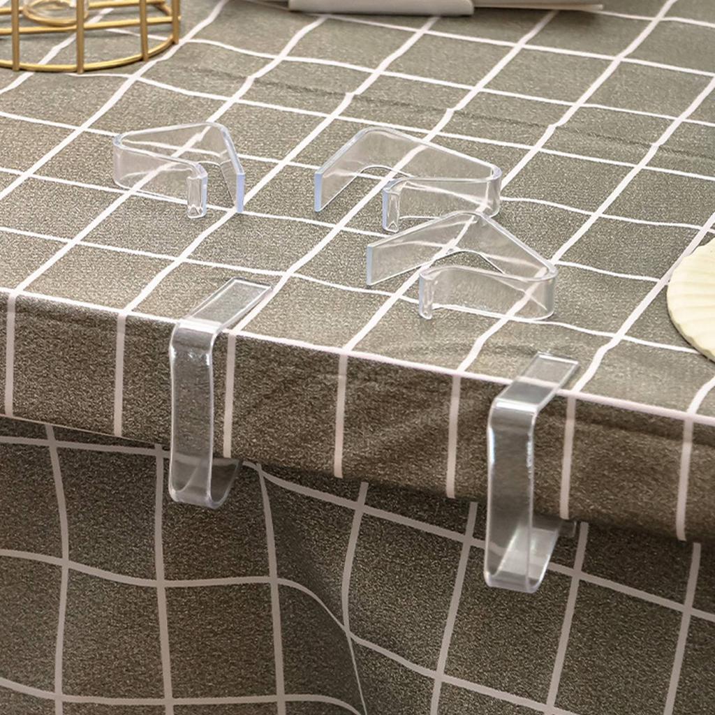 4 ks Klip na ubrus Plastový Průhledný Protiskluzový Držák na ubrus pro Rodinnou Restauraci L