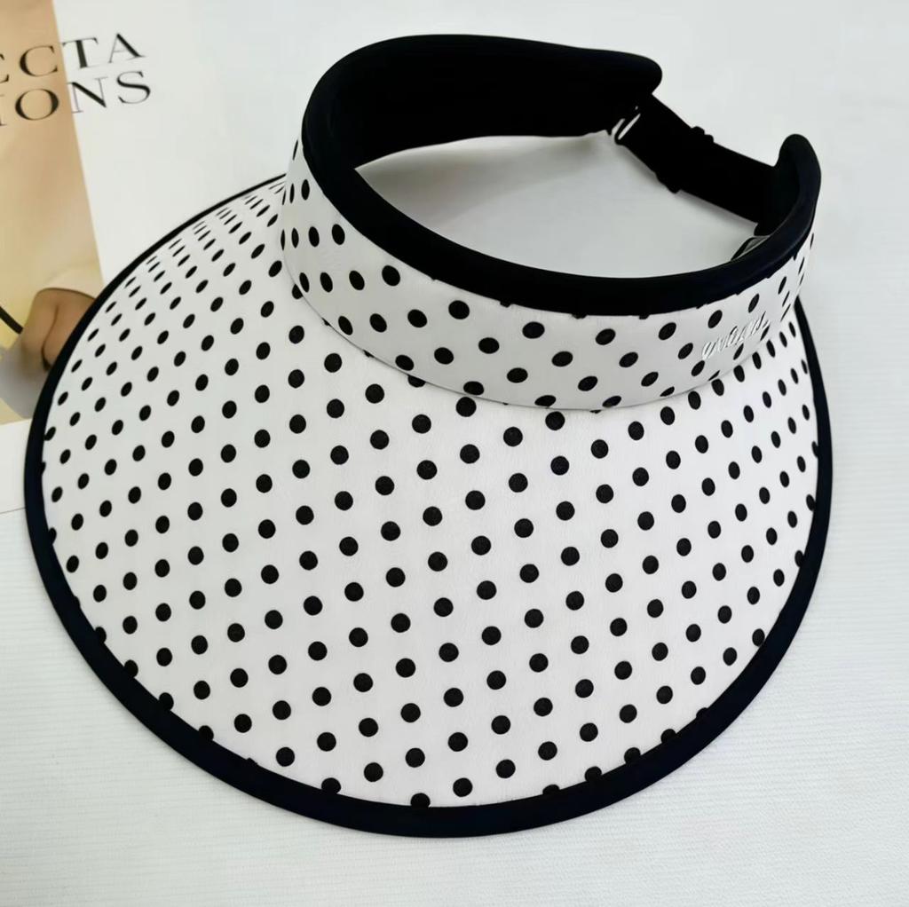 Simple polka dot foreign style women's empty top hat spring and summer versatile travel sunshade sunscreen sun hat new fresh and sweet
