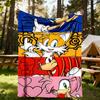 1PC Sonic Characters Outdoor Flannel Throw Blanket - HD Printed Lightweight Soft Warm All-Season Blanket for Sofa, Bed, Travel, Camping 071