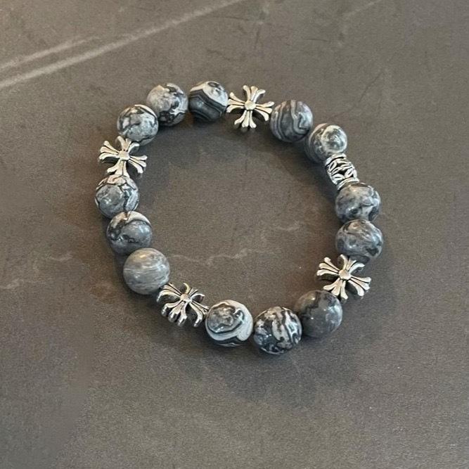 

Cross flower map stone bracelet men s versatile niche design high-end hip-hop street couple accessories fashion accessories