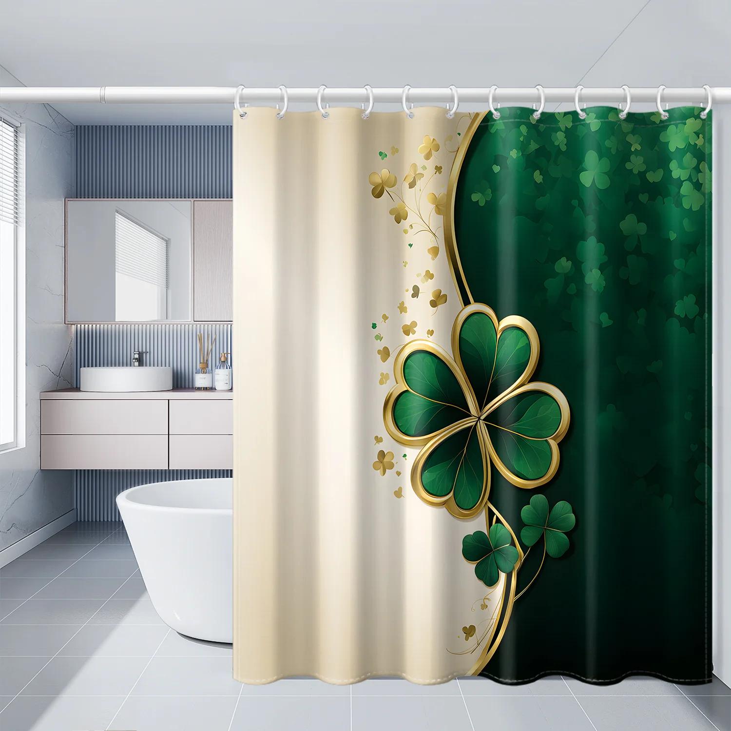 

Green Clover Shower Curtain - Multi-Style Bath Decor, Perfect For Those Who Love Nature-Inspired And Practical Designs W60H190(CM)-1 Pcs