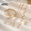 Lightweight Structure Jewelry Set 5Pcs/Set Women Lucky Flower Decor Sparkling Rhinestones Fashionable