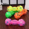 Dog Bite Toy Dumbbell Squeaky Chew Raised Texture Teeth Cleaning for Puppy Teething Dogs Interactive Play