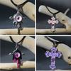 Gothic Liquid Heart Pendant Necklace Devil Eye Cross Choker Punk Devil Eye Clavicle Chain for Women Jewelry Accessories