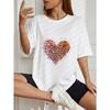 Oversized T-Shirt with Colorful Confetti Collage Heart Print – Vibrant Colorful Edgy-Sweet Top