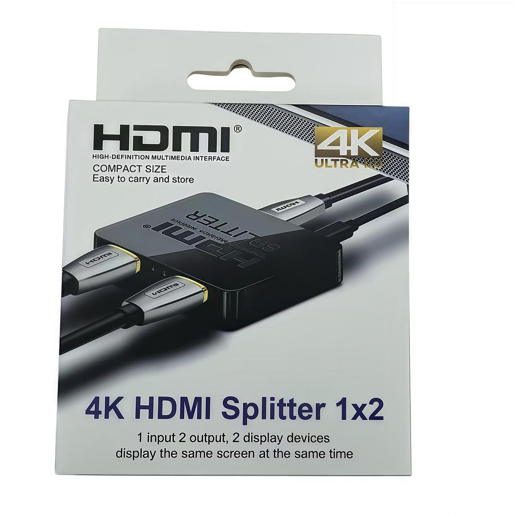 4K HDMI Splitter - 1 Input To 2 Outputs, Mini HDTV Video Mirroring Device